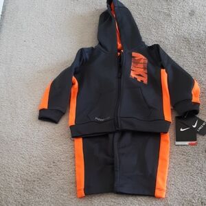 Nike Kids Dark Grey and Orange Hoodie Set